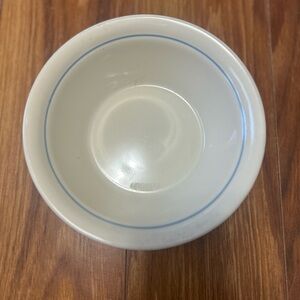 Vintage Corelle White Serving Bowl with Light Blue Band